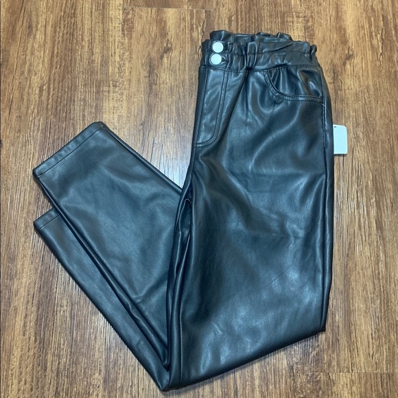 Jordache Girls Vegan Leather Pants Black Straight Leg Elastic Waist Sz 14 NWT - Picture 12 of 12